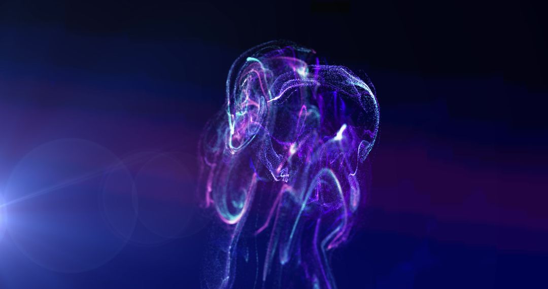 Abstract Digital Particle Cloud with Vibrant Neon Colors