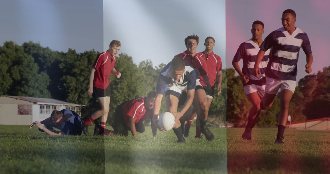 Dynamic Rugby Game with French Flag Overlay