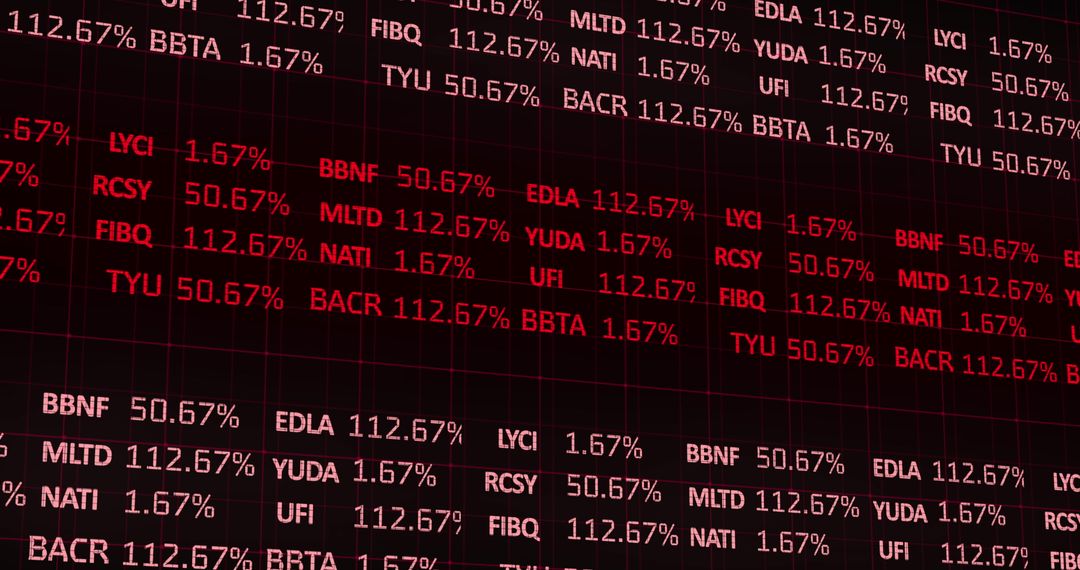 Digital Stock Market Data Display on Screen