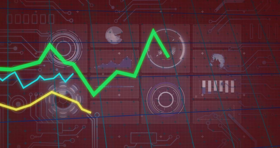Dynamic Green Graph on Futuristic Technological Interface