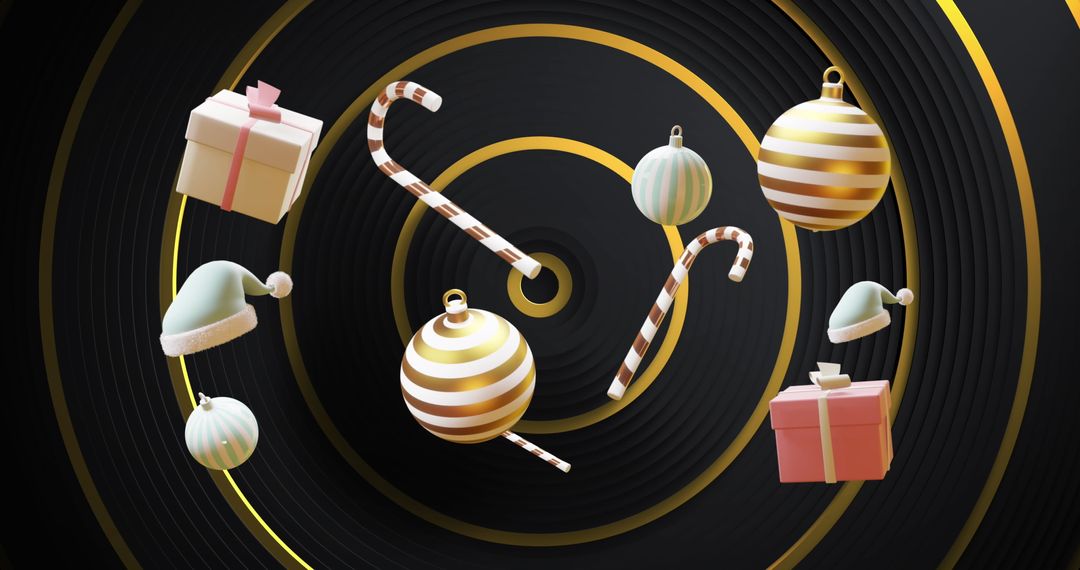 Festive Christmas Elements with Gold Accents