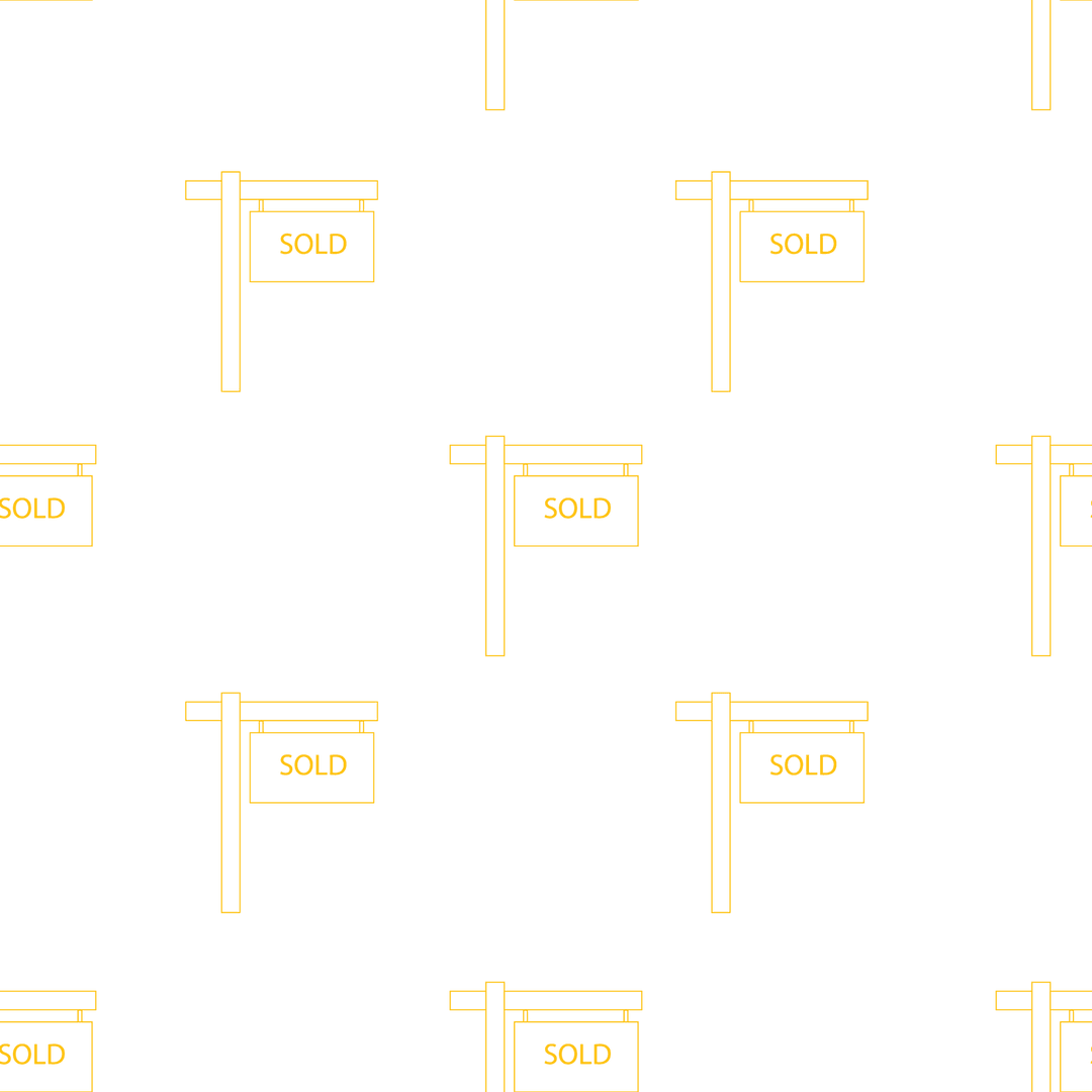 Yellow Sold Sign Repeating Pattern on Transparent Background