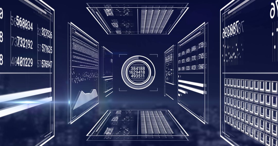 Digital Data Processing Concept in Futuristic Cityscape