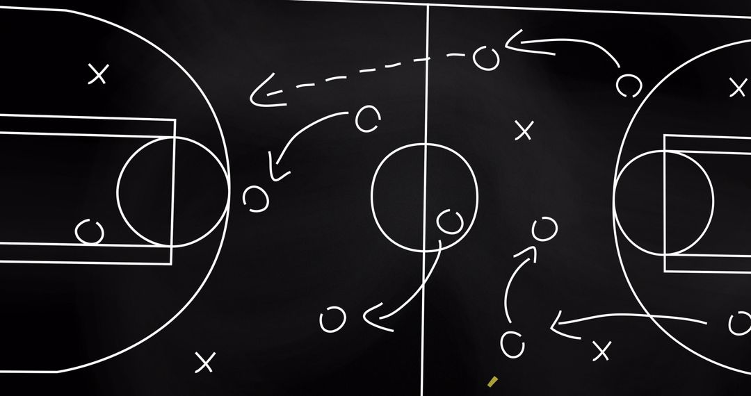 Basketball Strategy Chalkboard with Play Diagrams