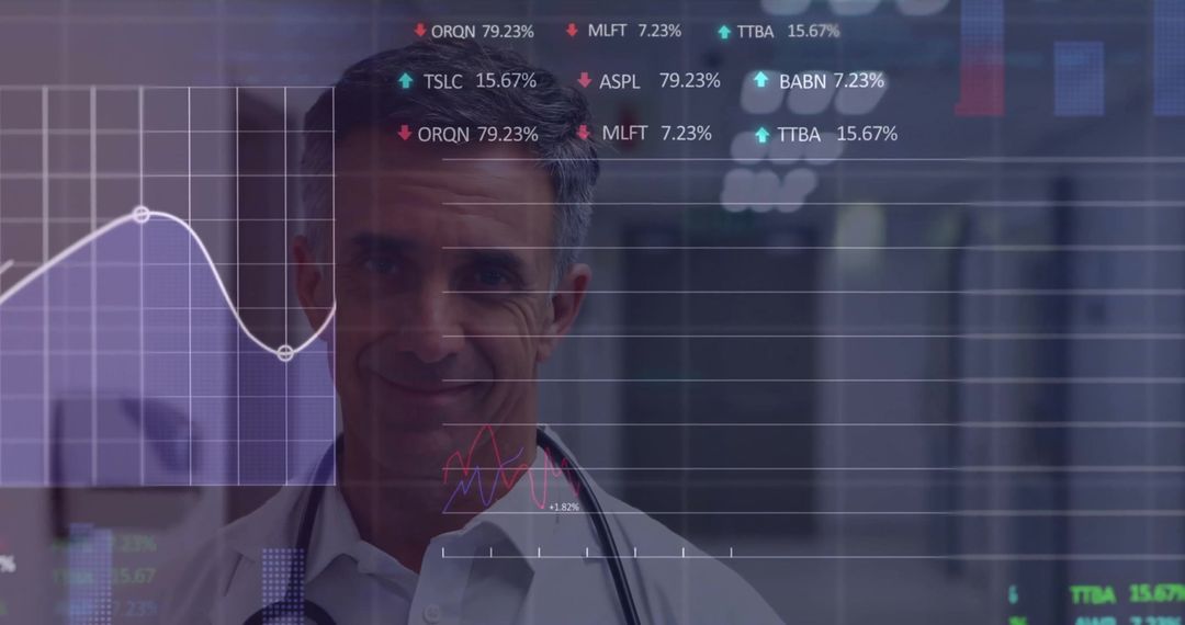 Male Doctor Analyzing Data in High-Tech Environment