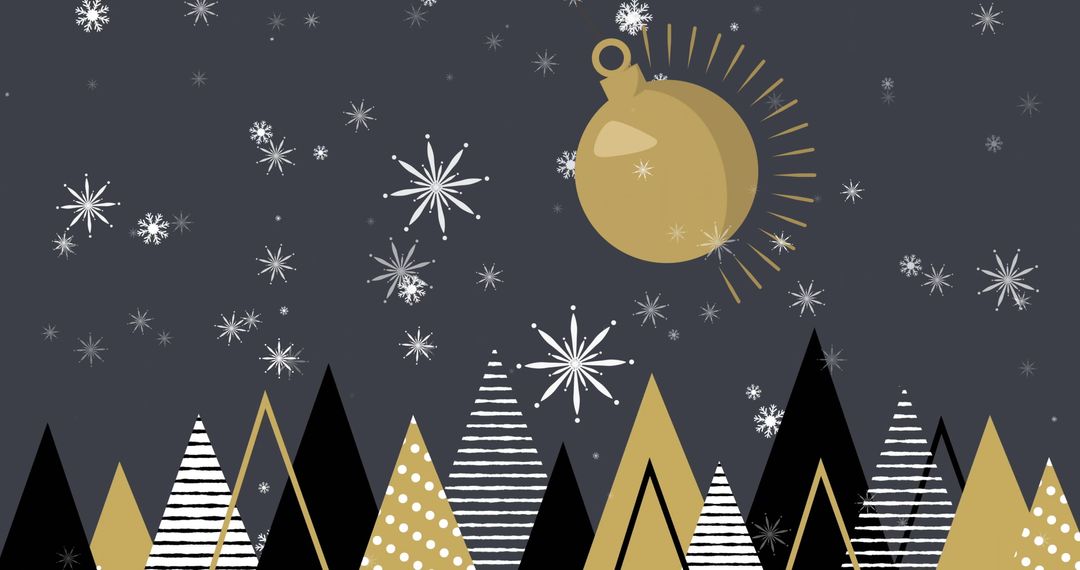 Abstract Holiday Scene with Snow and Ornaments