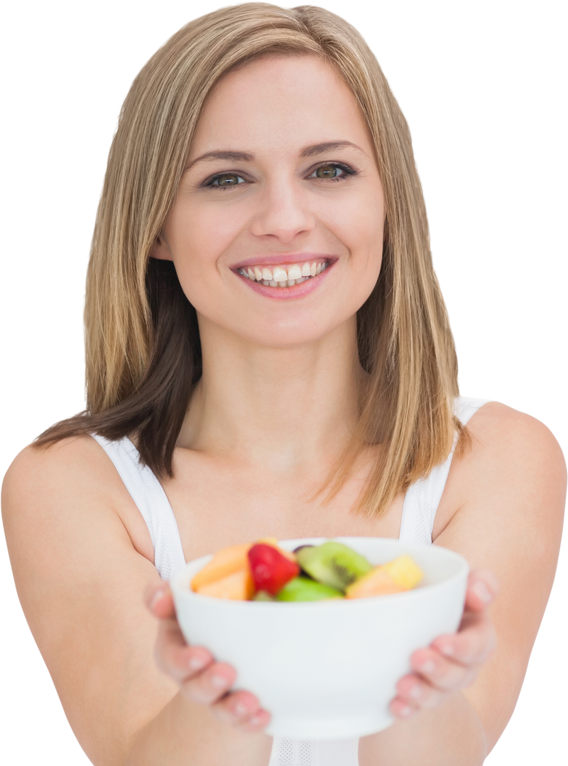 Smiling Woman Holding Transparent Bowl with Fresh Fruits, Healthy Eating Concept - Download Free Stock Images Pikwizard.com