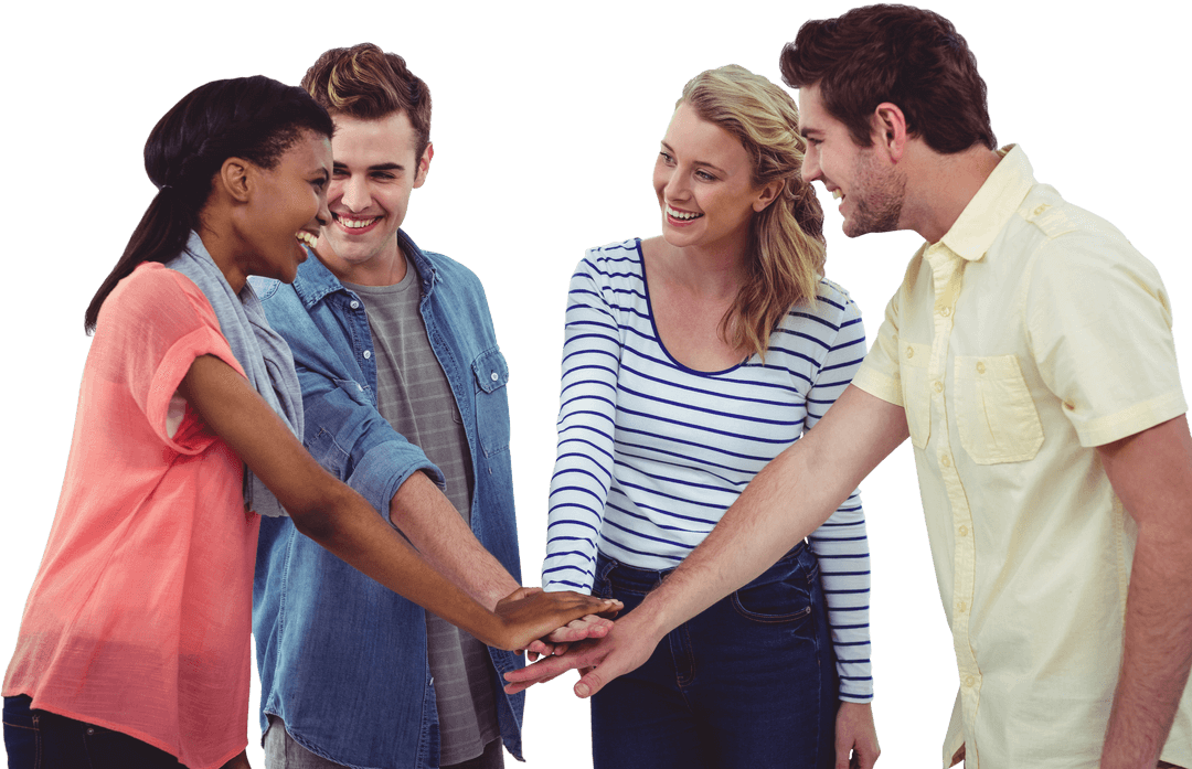 Transparent Happy Diverse Creative Team Collaborating Joyfully