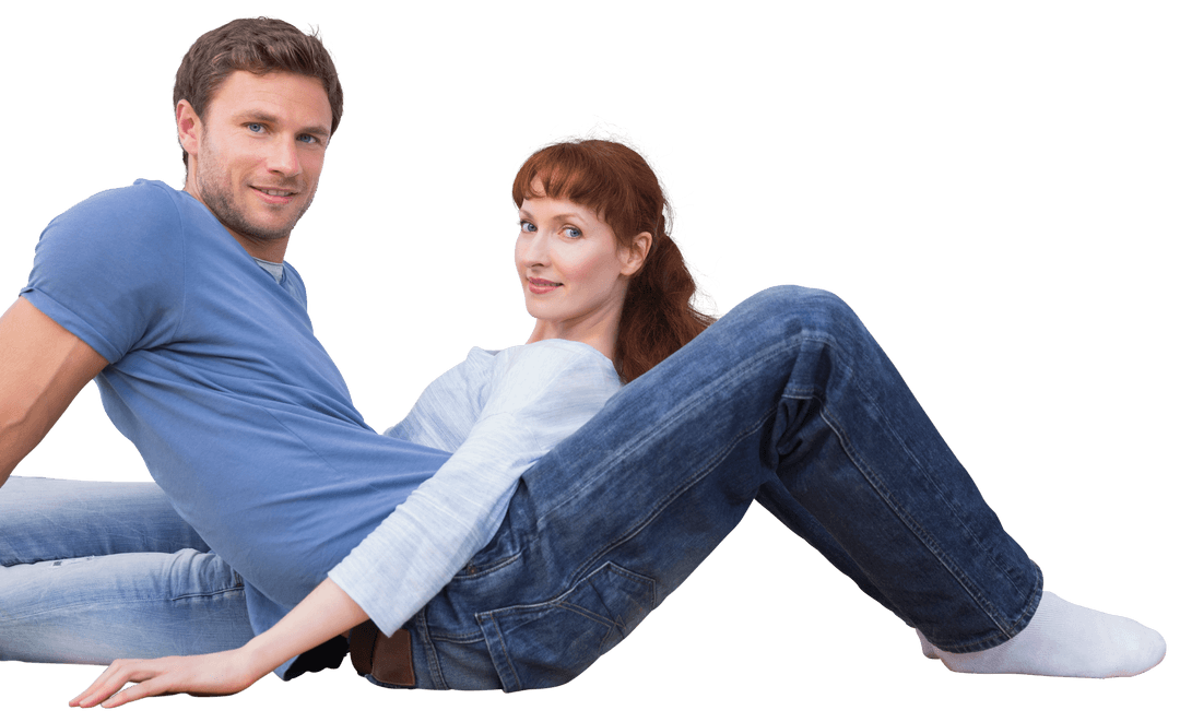 Smiling Couple Relaxing Together on Transparent Background