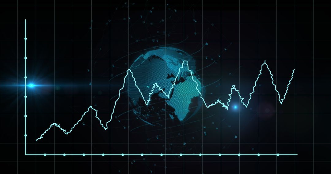 Futuristic Graph with Digital Globe Symbolizing Global Technology Connections