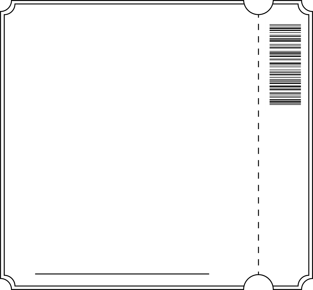 Transparent Vector Ticket Stub with Notches and Barcode