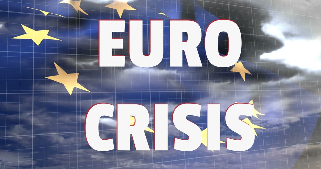Euro Crisis Concept with Declining Red Lines Over EU Flag