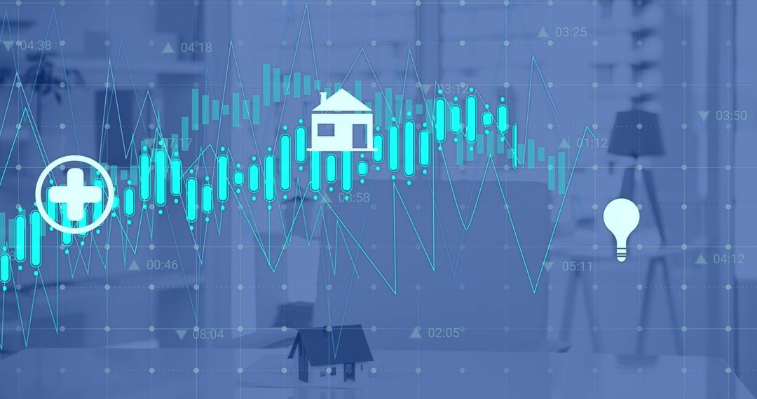 Financial Data Overlaid on an Office Background for Business