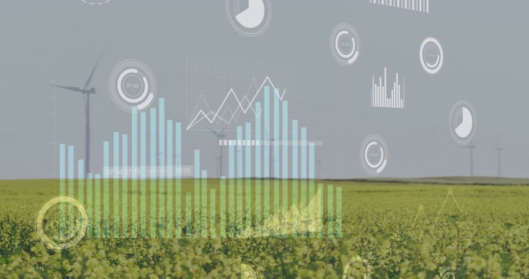 Ecological Data Visualization Overlay with Wind Turbines
