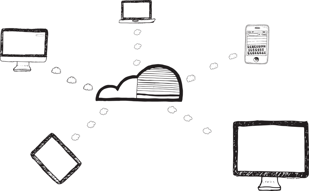 Cloud Computing Concept with Connected Device Icons on Transparent Background - Download Free Stock Images Pikwizard.com