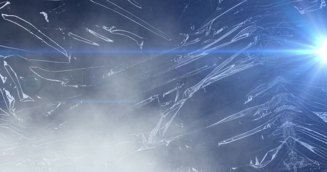 Abstract Blue Light Beam on Black Shiny Surface