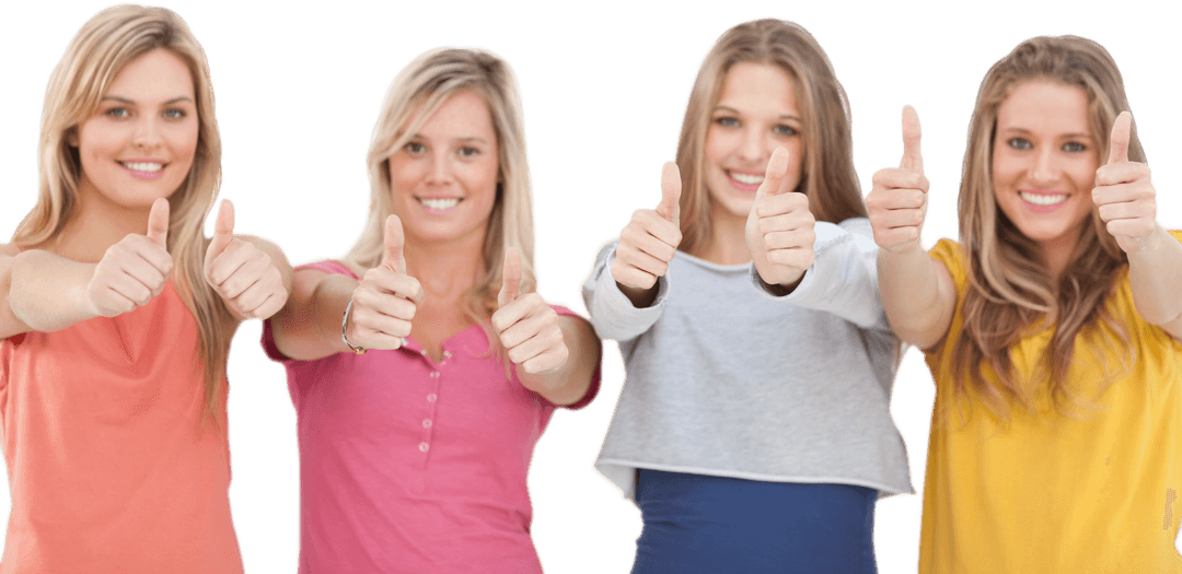 Group of Happy Girls Giving Thumbs Up Transparent Background