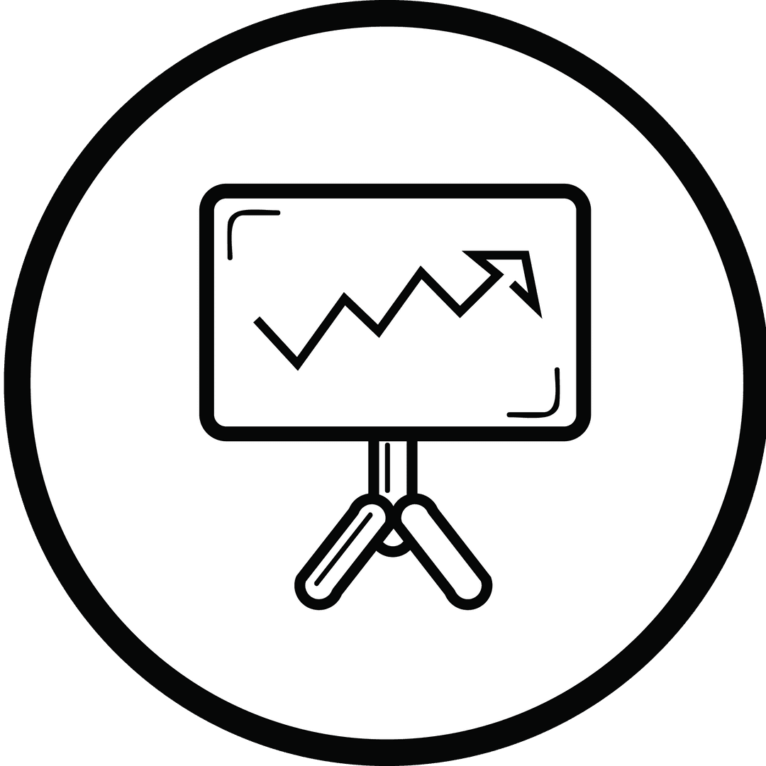Transparent Growth Chart Icon with Ascending Arrow on Stand