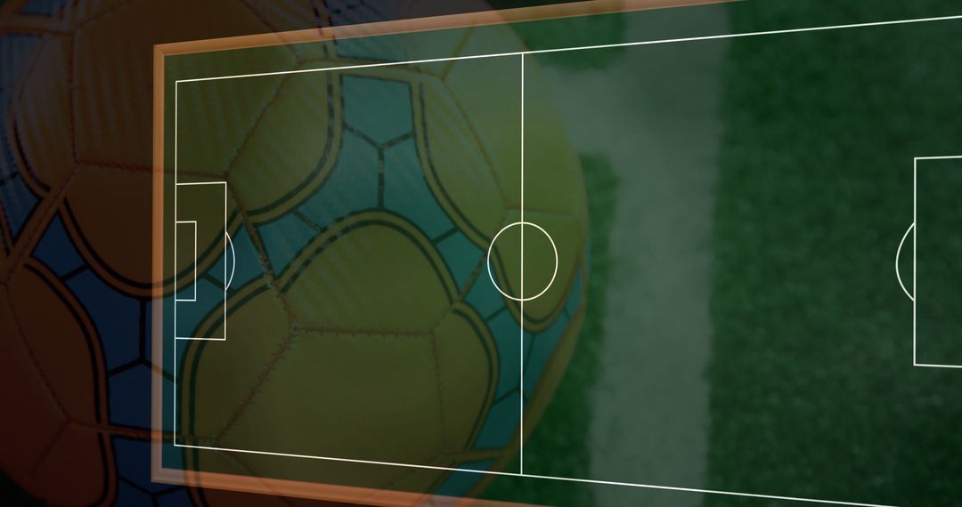 Soccer Game Strategy Overlay on Colorful Ball on Field