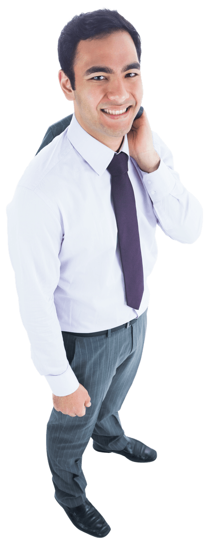 Transparent Businessman in Suit Smiling Confident Standing Pose