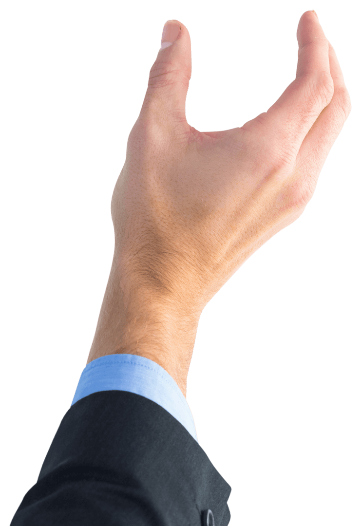 Transparent Business Hand Raised in Gesture for Presentation