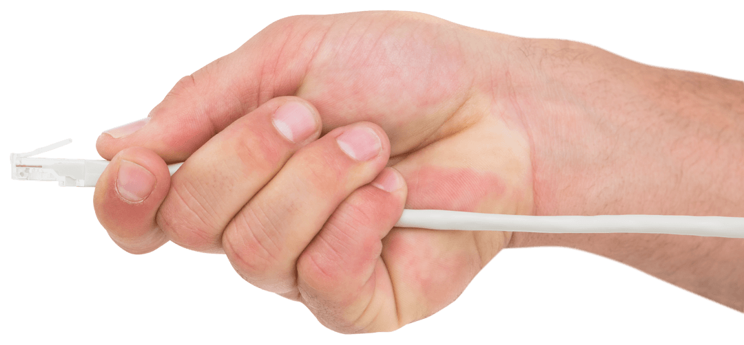 Hand Holding Ethernet Cable Transparent Background