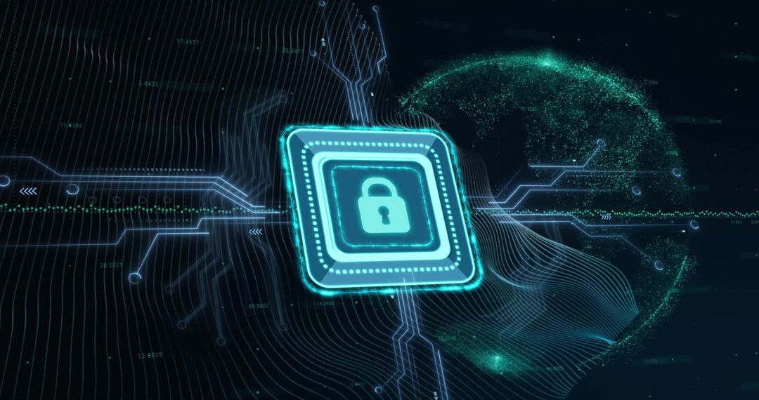 Digital security concepts with circuit board on globe