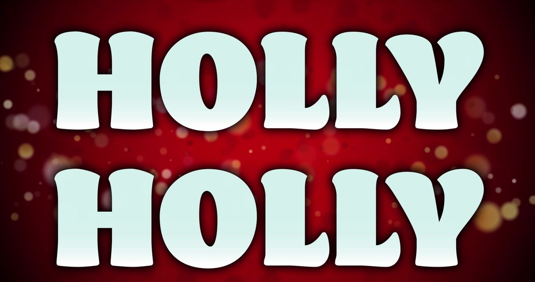 Festive Holly Christmas Text on Red With Snowfall