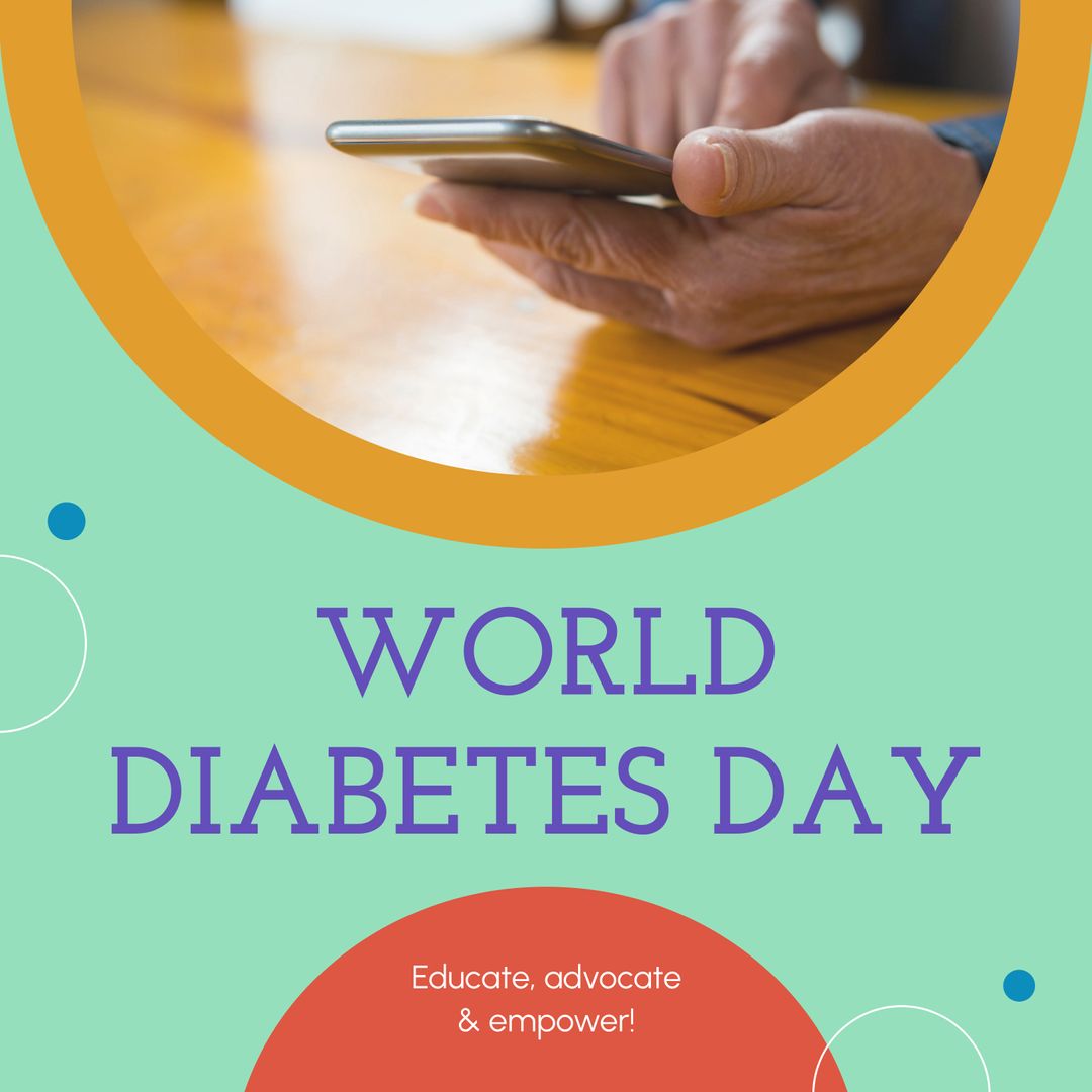 World Diabetes Day Poster with Smartphone User
