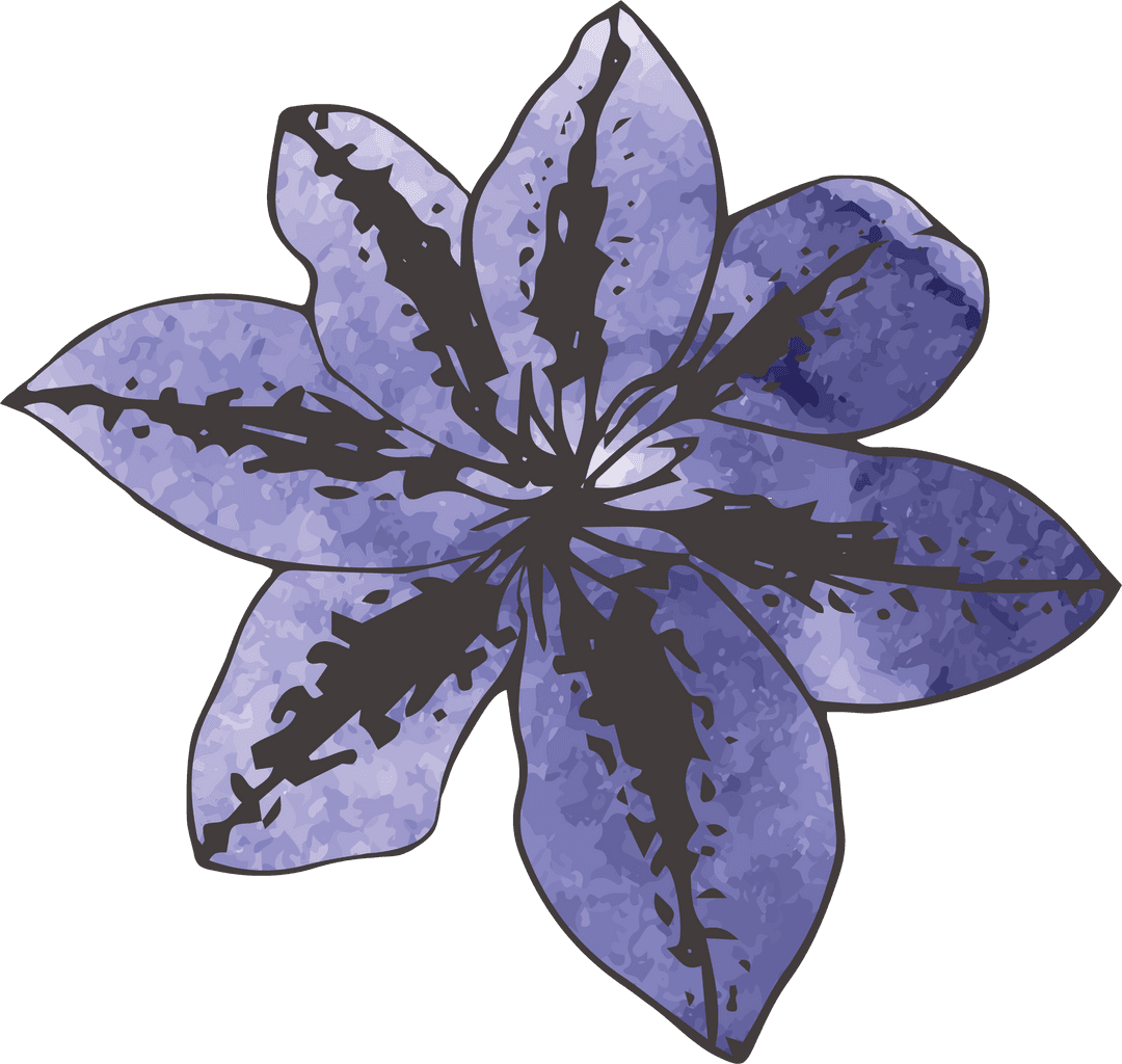 Purple and Black Floral Artwork with Transparent Background