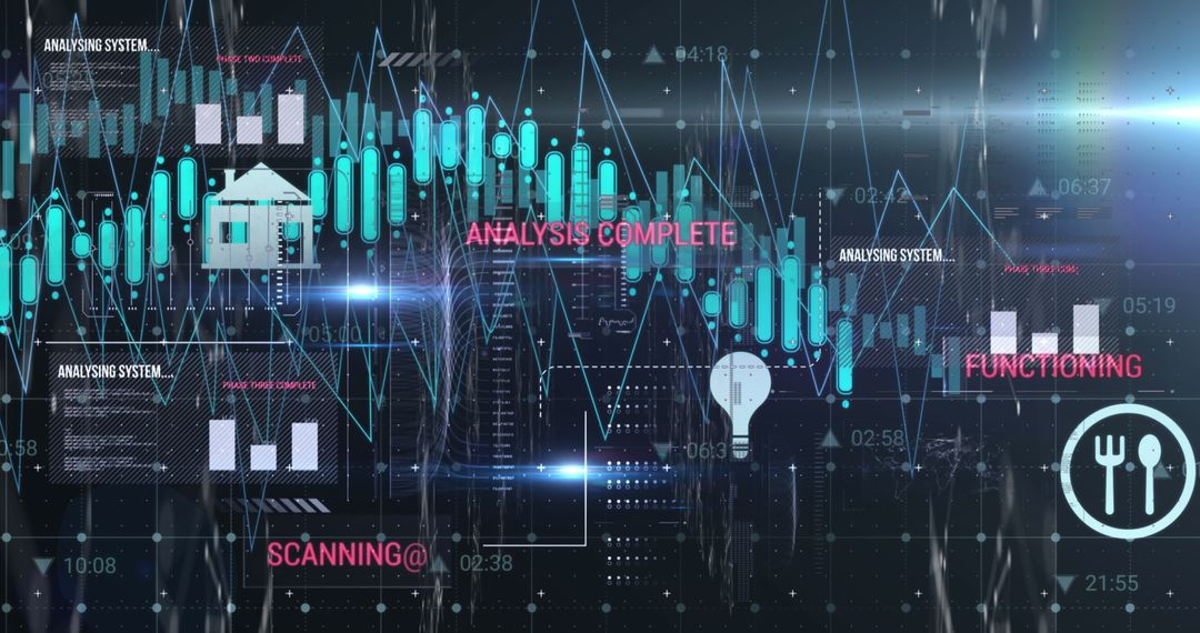 Abstract Futuristic Financial Technology Graphic with Virtual Data Icons