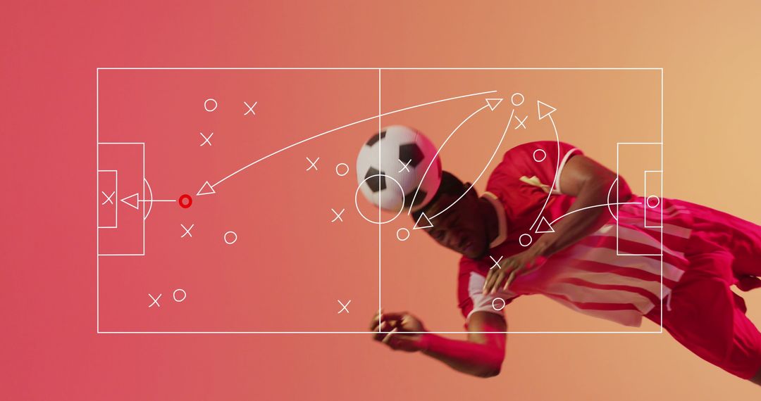 Dynamic African American Soccer Player with Tactical Overlay
