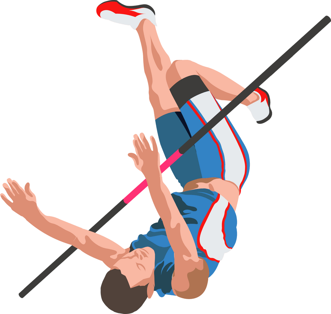 Athlete Vaults With Pole in Motion on Transparent Background