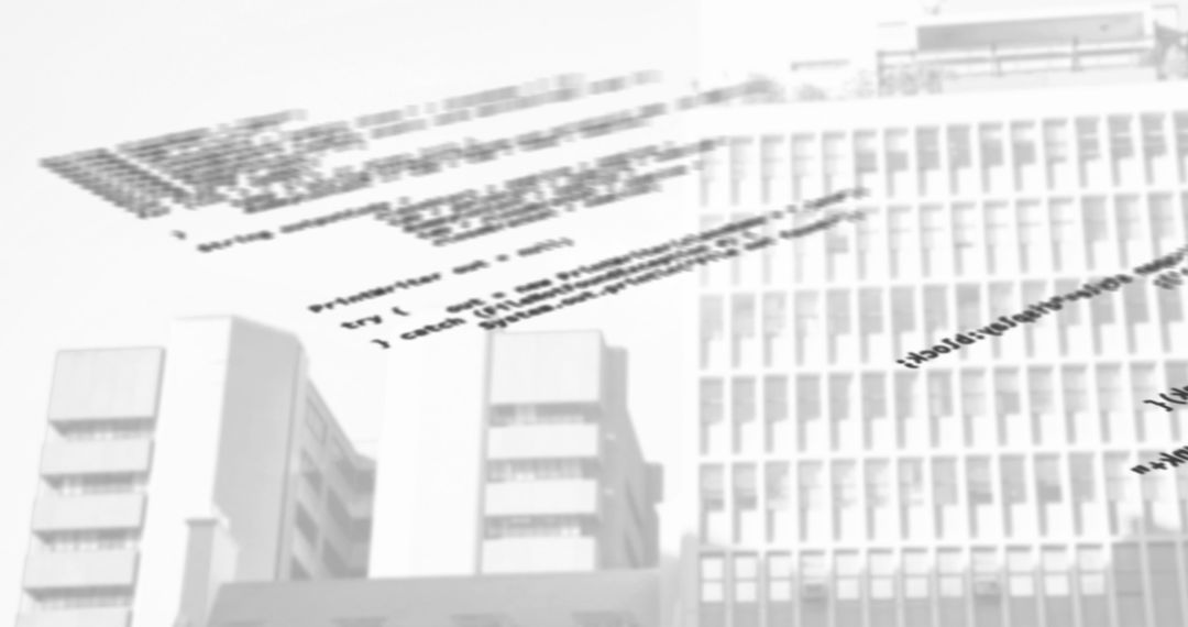 Digital Data Processing Over Cityscape Skyline Concept