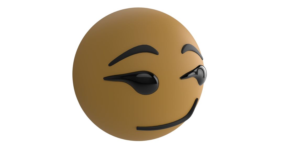 Eyebrow-Raising Emoji with Sly Smile on White Background