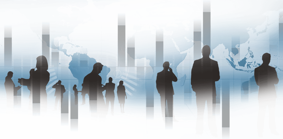 Businesspeople Networking with Smartphones on Transparent World Background