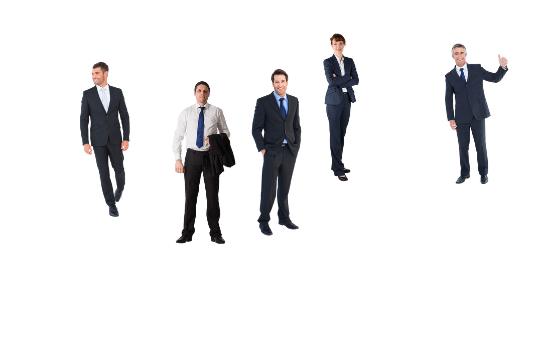 Smiling Business Team on Transparent Background Collaboration Concept