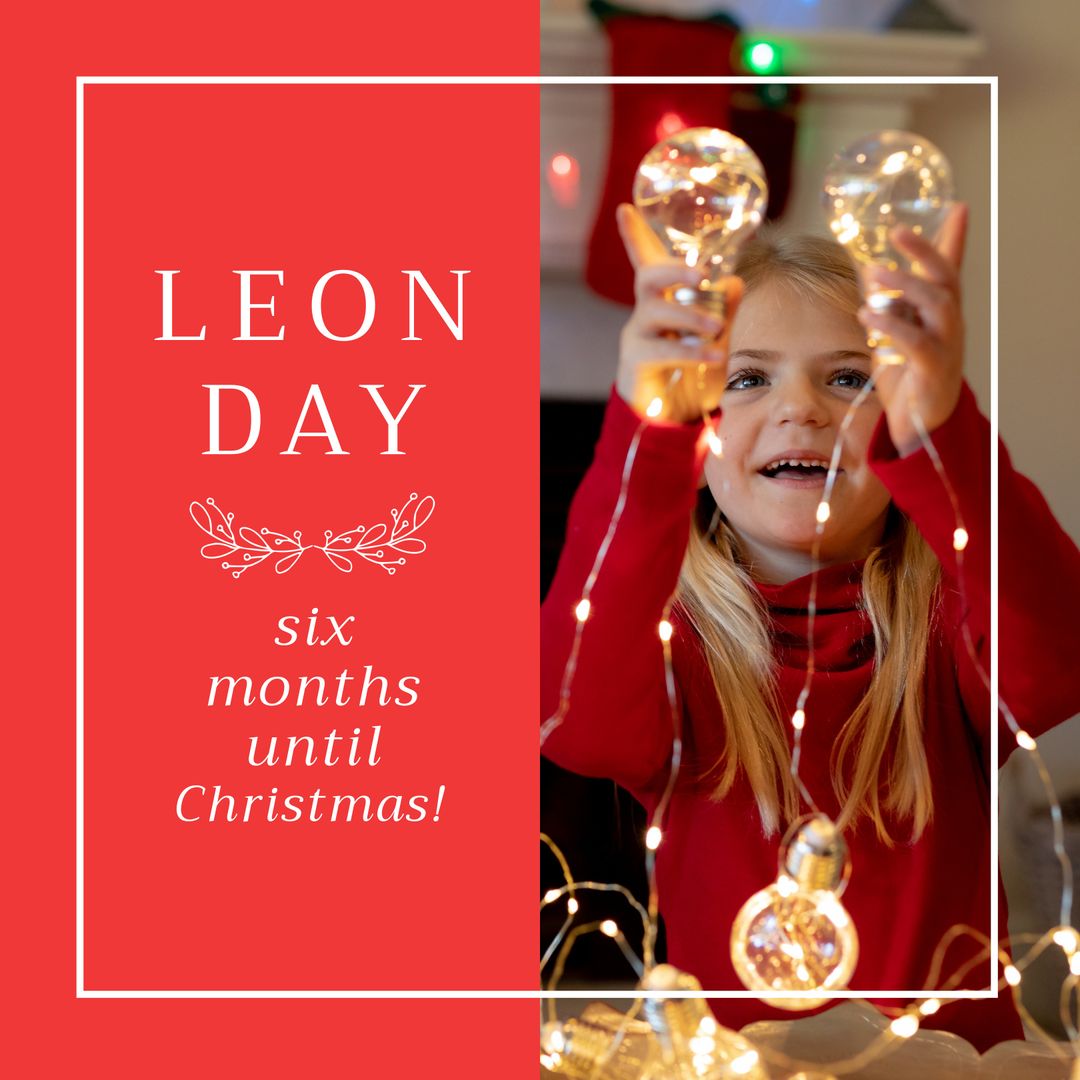 Leon Day Celebration with Joyful Child Recognizing Halfway to Christmas