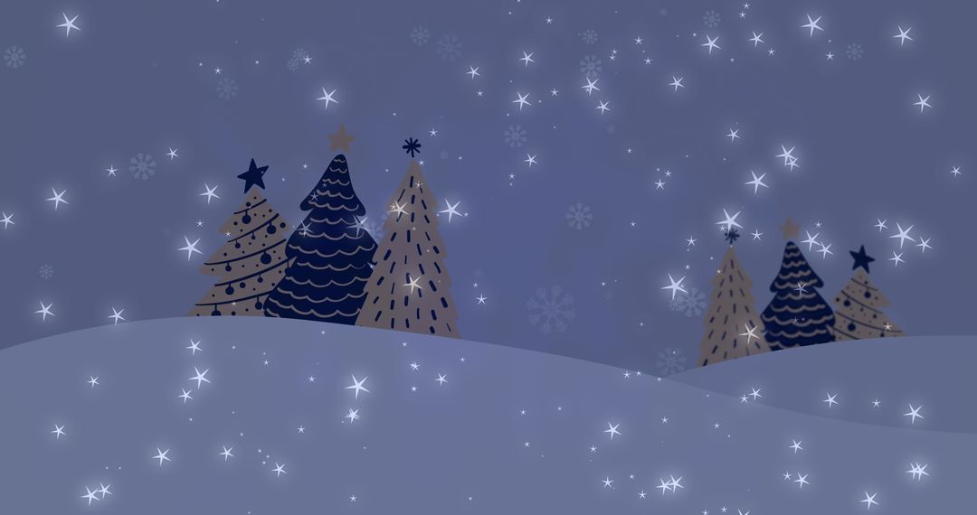 Winter Wonderland with Christmas Trees and Falling Snow