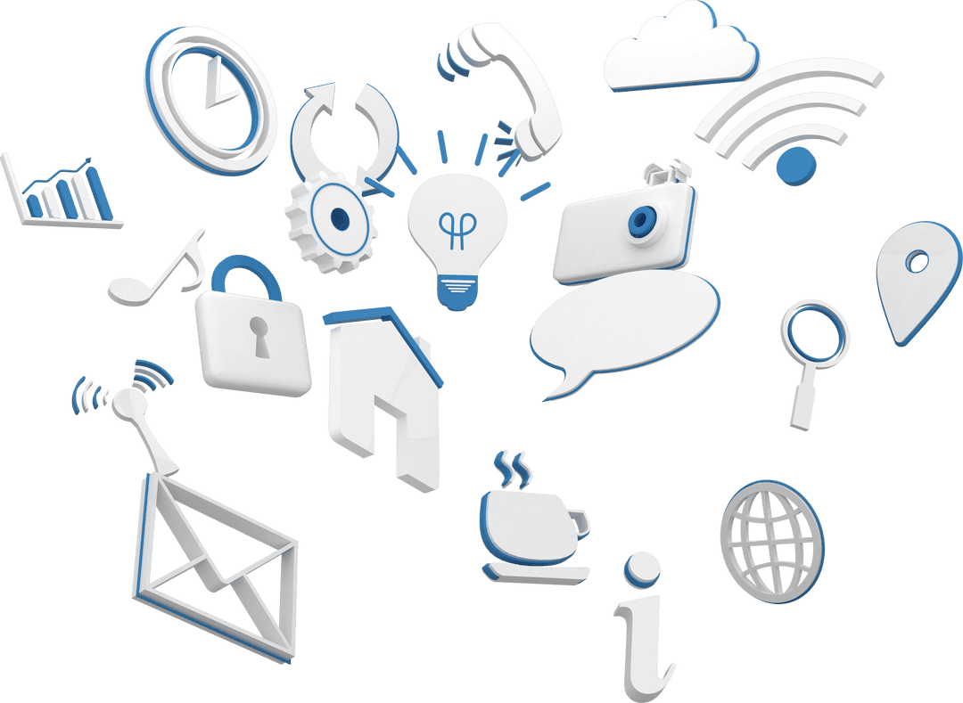 Transparent Modern Business Internet Elements Digital Icons Set