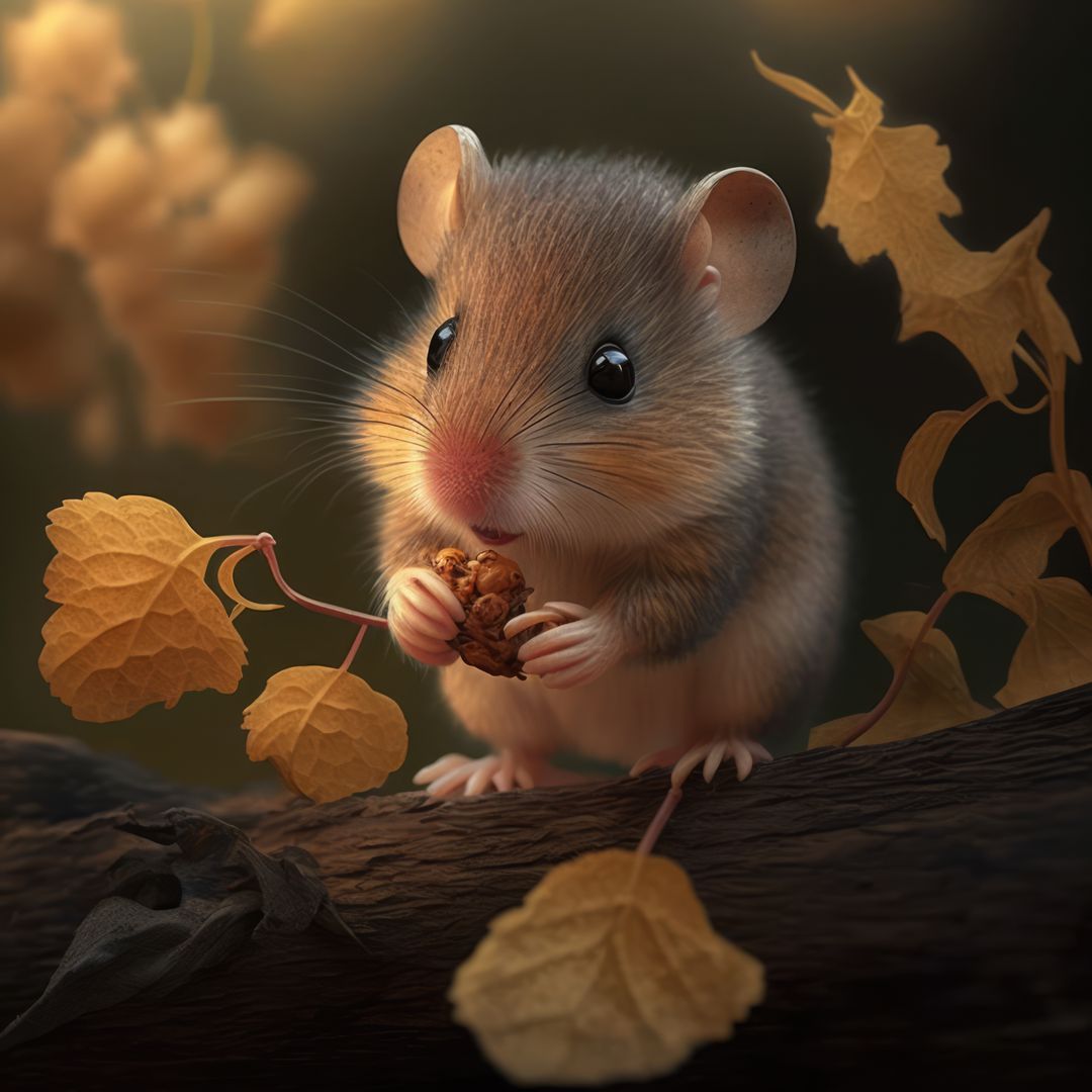 Close up of cute grey mouse standing on tree branch, created using generative ai technology - Free Images, Stock Photos and Pictures on Pikwizard.com