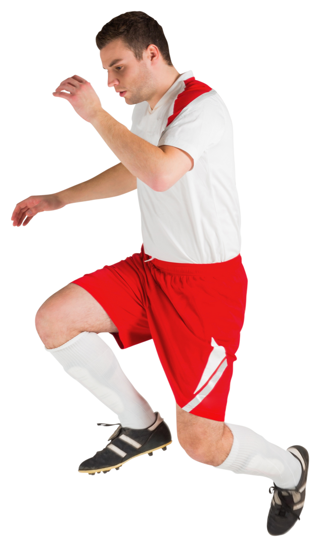 Transparent Football Player in Action Wearing White and Red Uniform - Download Free Stock Images Pikwizard.com