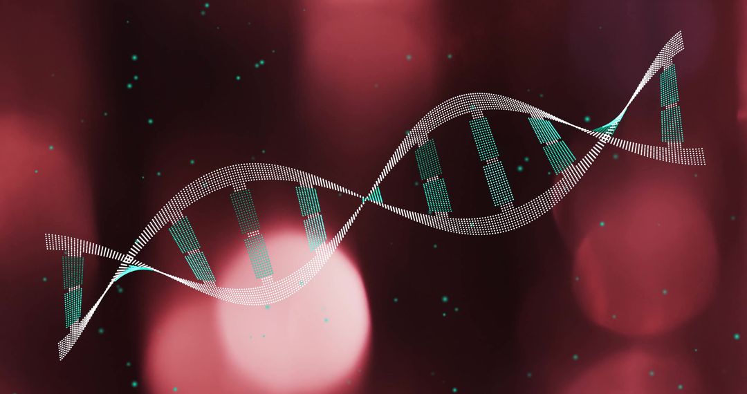 Abstract DNA Strand under Vibrant Light Bokeh