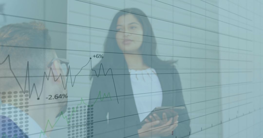 Financial Data Visualization with Business Professionals in Office Meeting