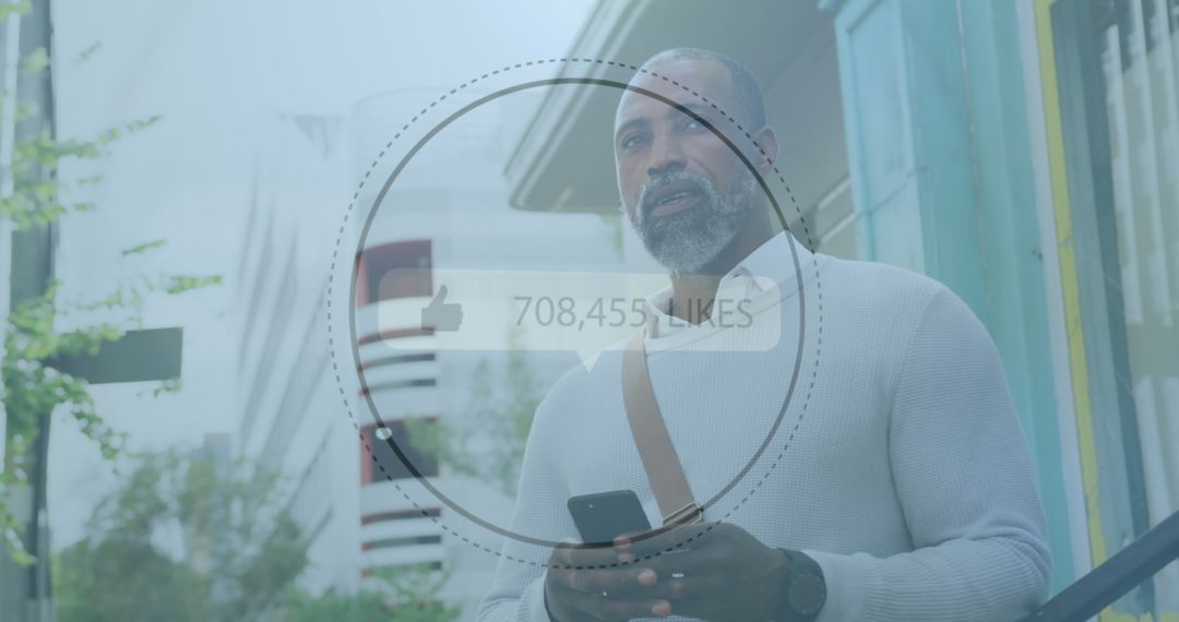 Social Media Influence Concept with Mature Man and Like Counter