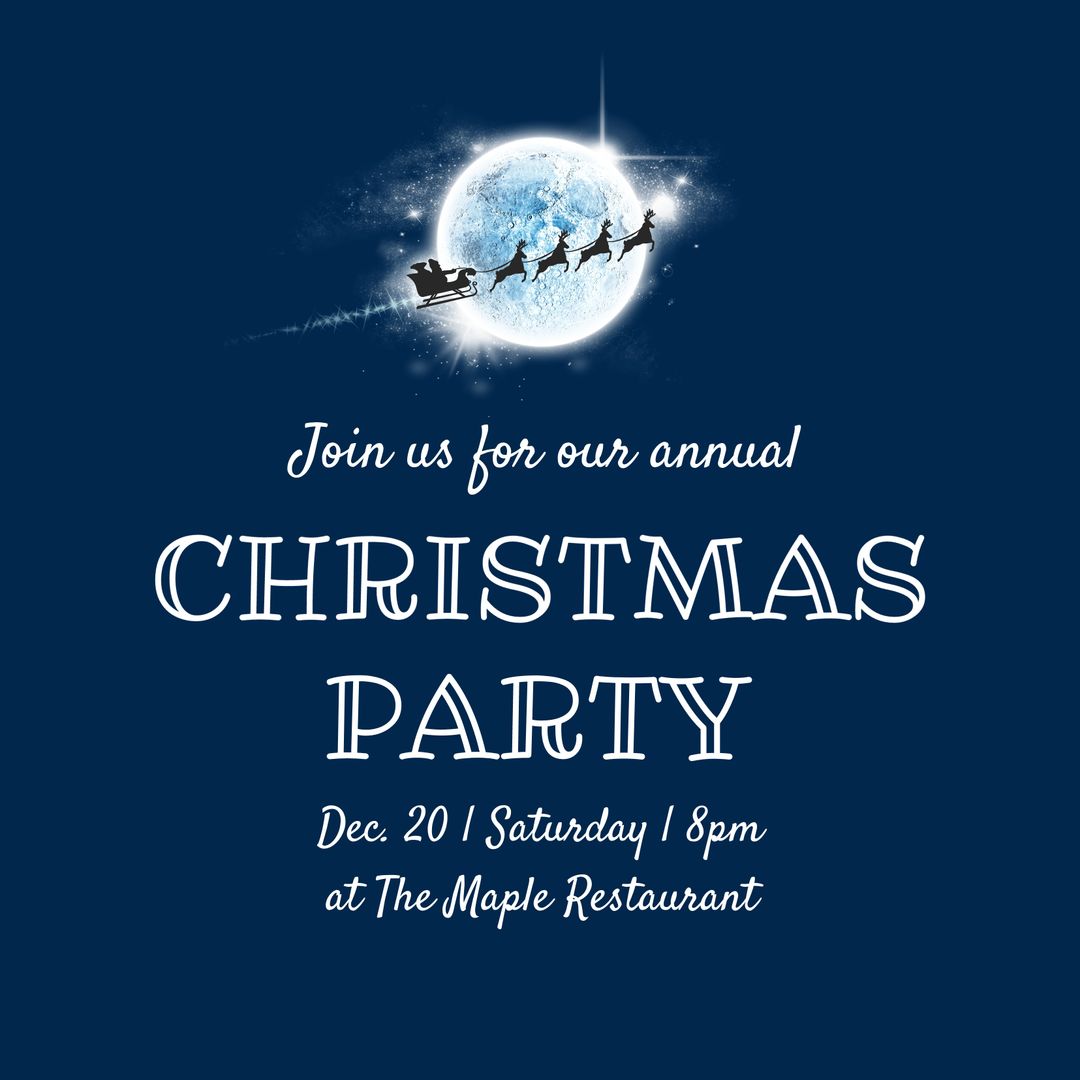 Christmas Party Invitation with Santa and Full Moon Design