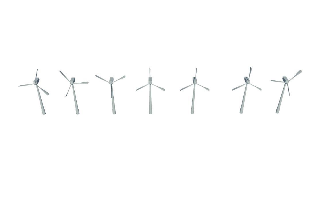 Transparent Illustration of Windmills for Renewable Energy Motifs