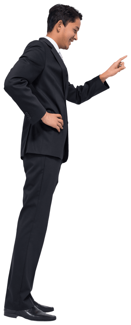 Transparent Background Businessman Pointing Finger on White