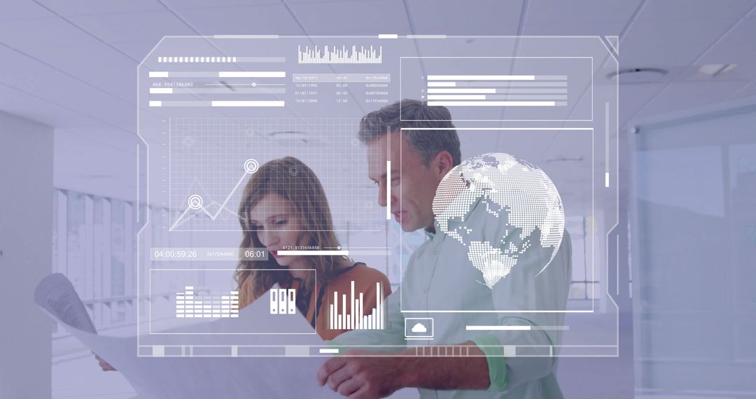 Digital Finance Analysis with Professionals in Modern Office