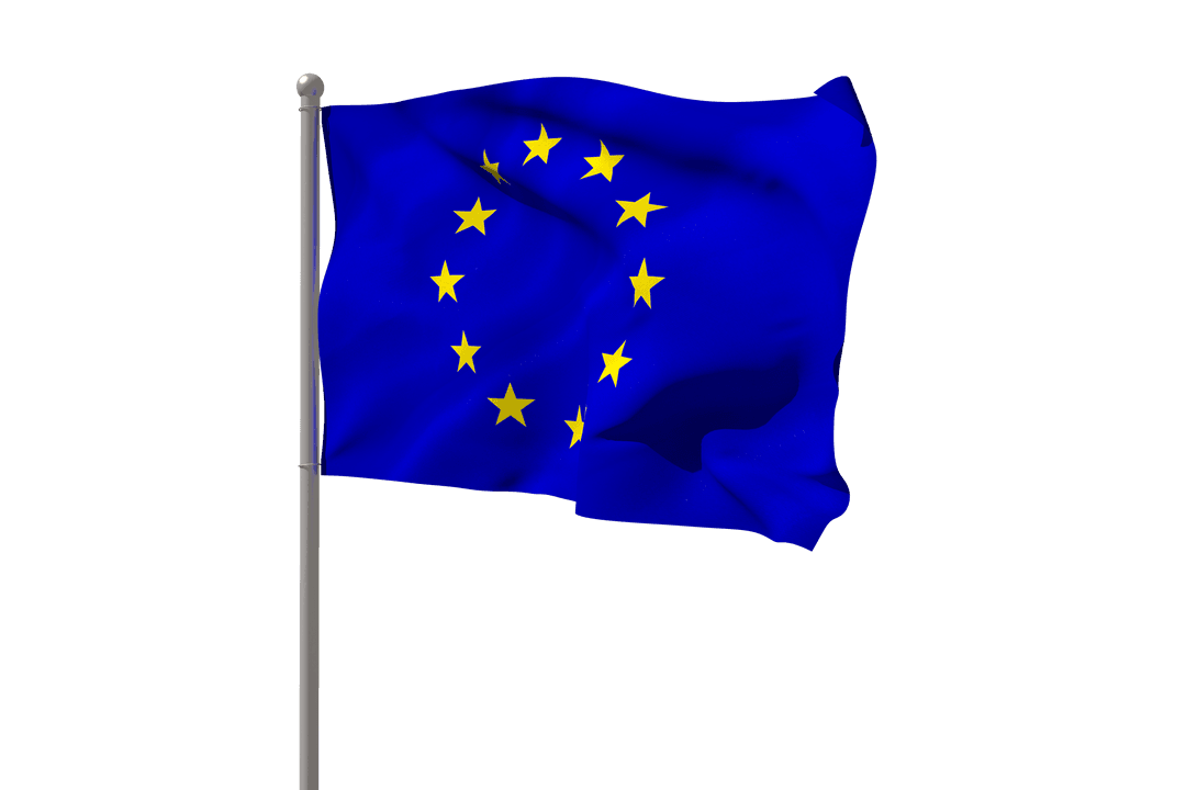 European Union Flag Waving Against White Background Transparent